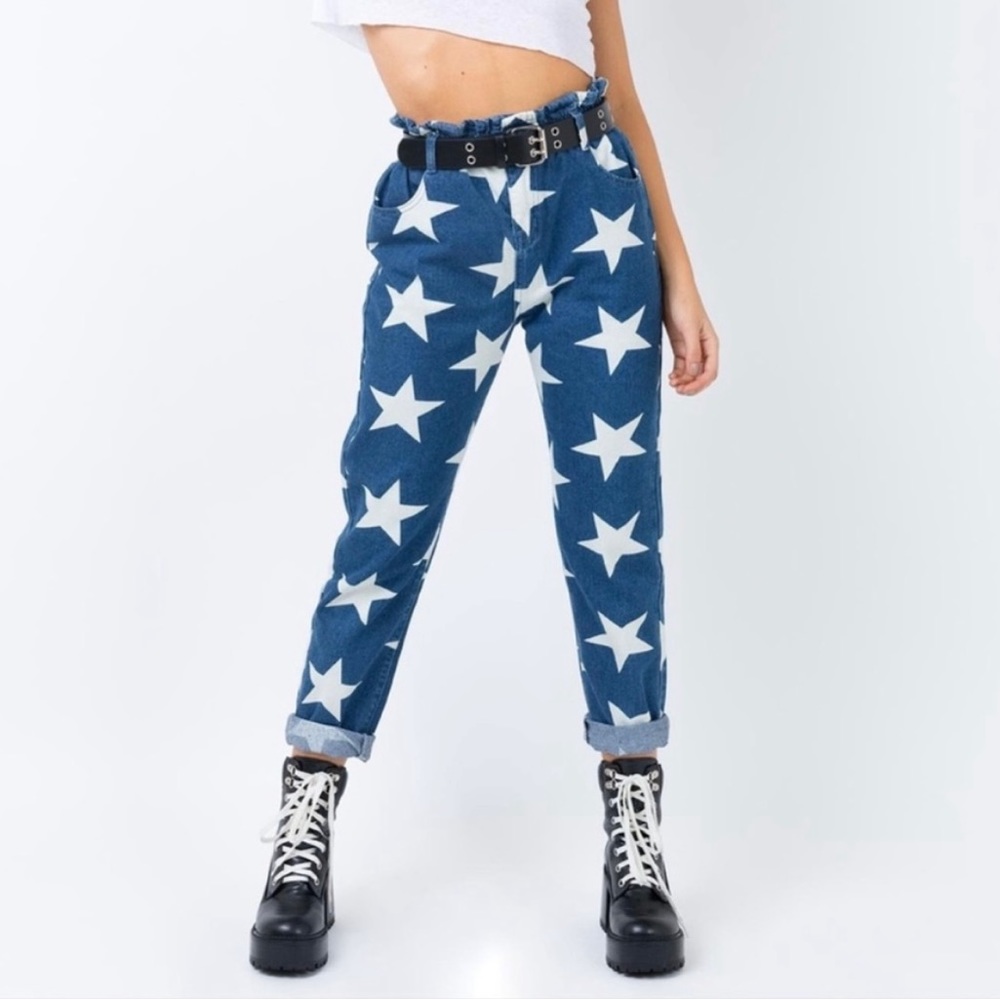 Princess Polly Star Jeans with Elastic Waist - Size 8 - Worn Once